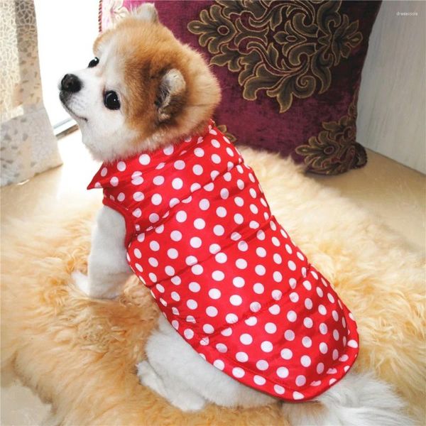 Vêtements pour chiens Vêtements pour chiots Hiver Polka Dot Veste rembourrée Épaissir Pull en coton chaud Chihuahua Teddy Schnauzer Pet