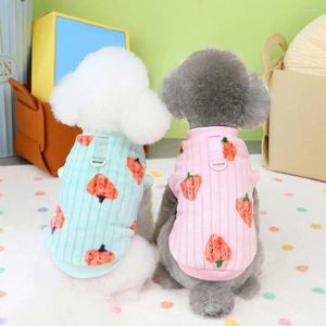 Vêtements pour chien chiots chiens de gilets doux vêtements de compagnie mignons de chemisier à la fraise chemisier sweat-shirt de chat avec des fournitures de traction
