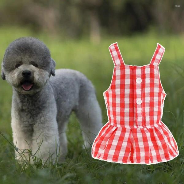 Vêtements pour chiens Robe de chiot Lavable Pet Polyester Ourlet à volants Bon chat Plaid Bretelles Pographie Prop