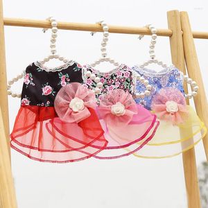 Vêtements pour chiens Chiot Japonais Floral Princess Jupe Mesh Fournitures pour animaux de compagnie Petite robe de mariée Teddy Jumper Vêtements respirants