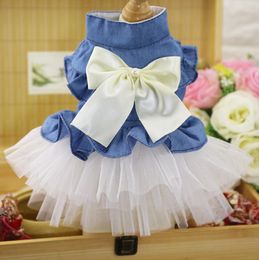 Chien Vêtements Chiot Pet Chiens Vêtements D'été Costume Sling Doucement Princesse Robe Teddy Fête D'anniversaire Décor Arc Noeud