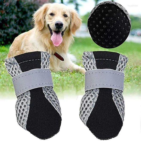 Vêtements pour chiens Chaussures pour chiots Semelle souple antidérapante Respirant Mesh Sangles réglables Bottes Sandales réfléchissantes pour petits et moyens animaux de compagnie