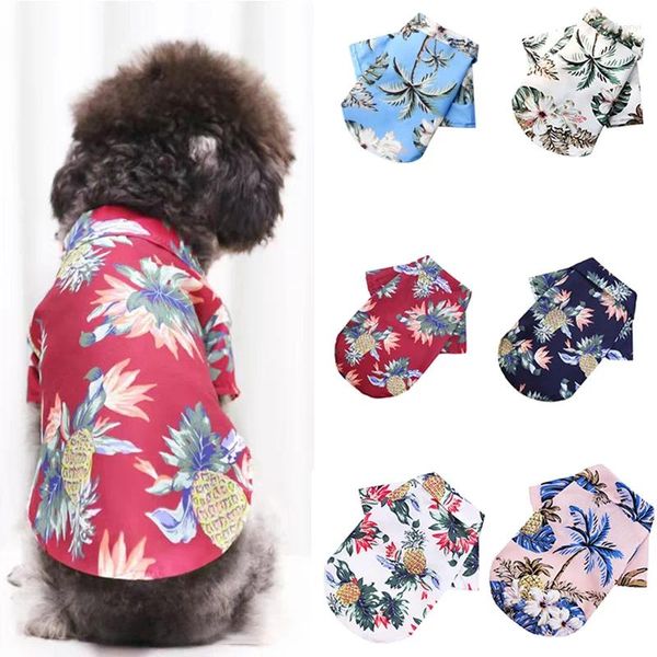 Ropa para perros Cachorro Ropa de verano Estilo de playa hawaiano Camiseta delgada Monos frescos para perros pequeños Chaleco de gato Chihuahua Yorkies Poodle Paño