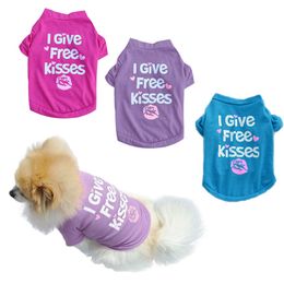 Dog Apparel Puppy Summer T-shirt Ik Geef gratis Kisses Gedrukt Katoen Vest Kleine Dogs Cat Chihuahua Outfit