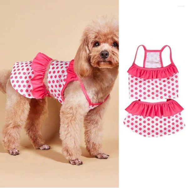 Vêtements pour chiens Chiot Maillot de bain Coloré Polka Dot Pet Set pour petits chiens Confortable Beachwear Bikini Robe Chats Mignon Été