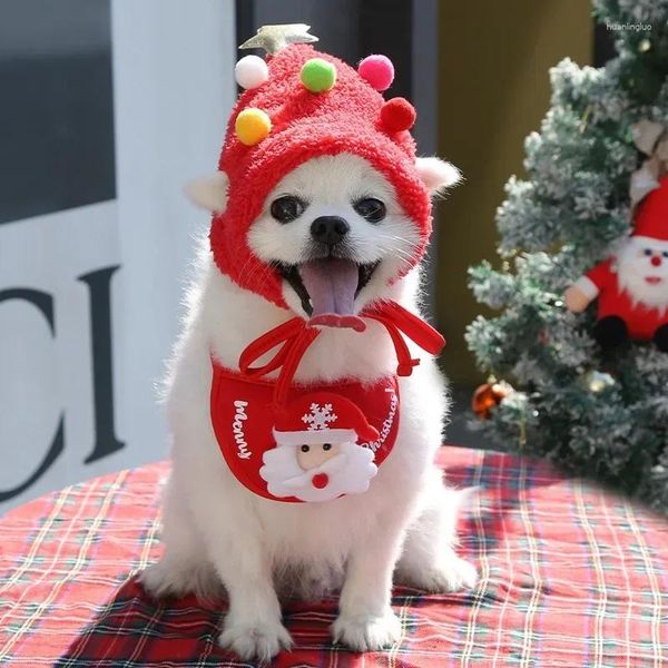 Ropa para perros Puppy Up Bib Claus Disfraces de otoño Vestido de gato de Navidad Año y sombreros Elk Pet Lovely Santa Hat Ropa Big Winter