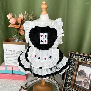 Vêtements pour chiens Pure Coton Fait à la main Noir Blanc Maid Robes Tenues pour petits chiens moyens Funny Poker Imprimer Jupes Vêtements pour animaux de compagnie Yorkshire