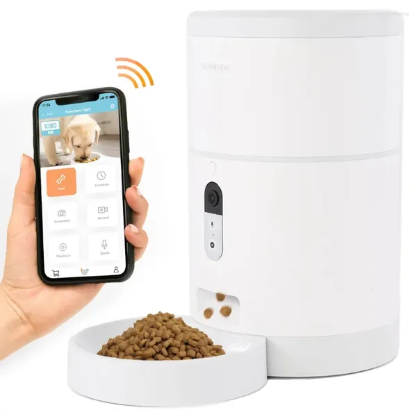 Reparada de perros Purechew Alimentador automático de mascotas con cámara HD Dispensador de alimentos inteligentes para gatos y perros Control de porciones