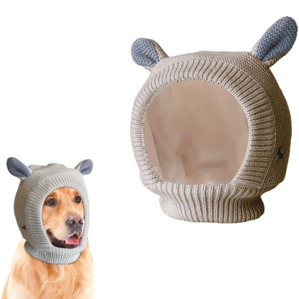 Ropa para perros Orejeras silenciosas Protección contra el ruido Cubiertas para orejas de mascotas Sombrero de punto Alivio de la ansiedad Orejeras cálidas para perros medianos y grandes