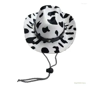 Appareils pour chiens Qx2e Small Pet Fabric Cowboy Chapeau pour les bichons d'anniversaire d'Halloween Ajuster la ceinture de chiens Costume