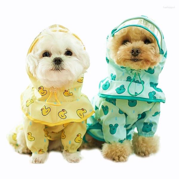 Reparada de perros Rair-impermeas para perros pequeños Linda impresión impermeable chalata de lluvia de mascotas con capucha transparente cubierta de cachorro totalmente cubierta pitos