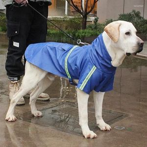 Vêtements pour chiens Poncho de pluie imperméable avec cape réfléchissante en plein air petit manteau animaux de compagnie imperméable à rayures pour chiots grande veste