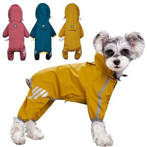 Dog Apparel Raincoat Reflective Waterproof Pet Clothes for Chihuahua Maltese Rain Coat Small Medium Dogs Jumpsuit Overalls 231113