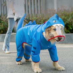 Vêtements pour chiens imperméable visage de chien imperméable grande veste réfléchissante réglable animal de compagnie avec capuche fournitures 230616