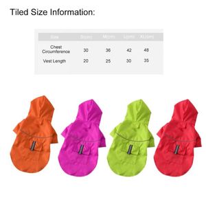 Vêtements de chien imperméable manteau de pluie imperméable pour chiens chats été extérieur animal de compagnie avec poches vestes à capuche 284P