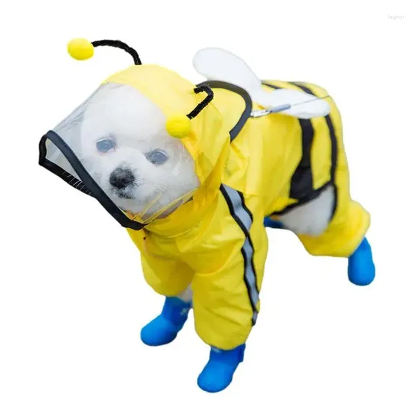 Ropa para perros Impermeables para perros Abrigo impermeable Lluvia Forma de abeja Máquina lavable Chaqueta de dibujos animados con tiras reflectantes y capucha