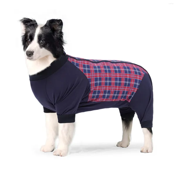 Traje de recuperación de ropa para perros para perros Spay Spay Flexible Plaid Post camisa Medium Big Pajamas con orificio de orina de esquina