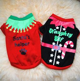 Appareils pour chiens Red et sweat à sweat de Noël noir Mute Shirt Shirt Pet Sweatshirt Santa's Helper Puppy Vêtements de style imprimé