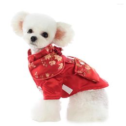 Ropa para perros Ropa roja Vestido para mascotas Año de invierno Estilo chino Tang para Navidad Cosplay Accesorios Festivel