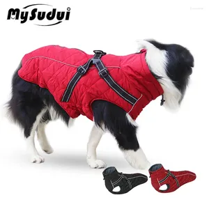 Veste en toison réfléchissante pour chiens pour chiens Vêtements d'animaux chauds gilet moyen et grand 2 en 1 hiver