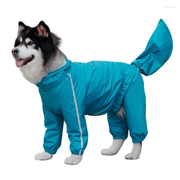Ropa para perros reflectante mascota impermeable con capucha abrigo de lluvia lindo niño niña mono ropa para perros grandes con cubierta de cola de ala transparente