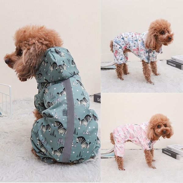 Ropa para perros, chubasquero pequeño reflectante para mascotas, ropa impermeable antifluorescencia, mono con capucha, ropa impermeable para perros medianos y grandes