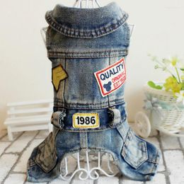 Dog Vakel Retro Design Jean Jumpsuit Cowboy Coat Tenues Puppy Clothing For Small Medium Dogs Denim Jacket Savel Yorkie