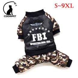 Hondenkleding s tot 9xl grote hondenjas winter warme hondenkleding voor kleine honden dikker puppy jumpsuit camouflage fbi big dog jas pet customes 230821