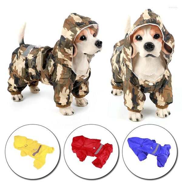 Ropa para perros S-XL Doble camuflaje impermeable al aire libre mascota impermeable una pieza chaqueta a prueba de viento con capucha poncho suministros