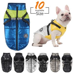 Hondenkleding S7XL Huisdierjas Grote jas met harnas Winterwarme kleding voor kleine, middelgrote en grote honden Franse Bulldog Yorkie-kostuum 231128