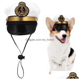 Appareils pour chiens Sailor Chapeau drôle accessoires de costumes Yacht Navy Cat Cost Party Party pour Puppy Drop Livracte