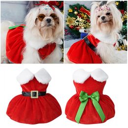 Hondenkleding Kerstman Kerstoutfit Thermische Holiday Puppy Kostuum Jurk Pet Girl Outfits Zomerkleding voor kleine honden jongen