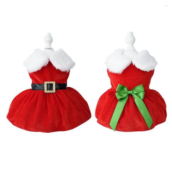 Ropa para perros Falda de Santa Claus Lindo traje de Navidad Suave Pequeña mascota Traje rojo Cómodo Fácil de limpiar Suministros de vestir