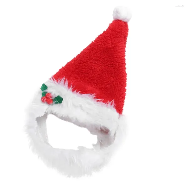 Ropa para perros Santa Hat Peluche Navidad Invierno Gato Barba Cap Cuello Oreja Calentador Diadema Protector para Cachorro Pequeño Po Prop ()