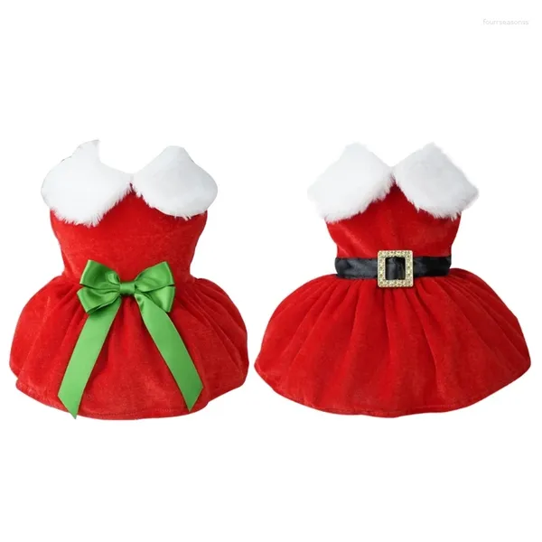 Ropa para perros santa traje vestidos rojos gatos de moda