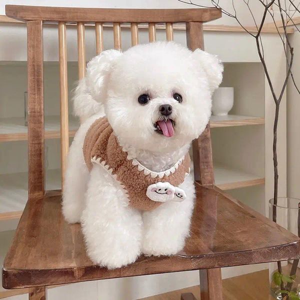 Ropa para perros Schnauzer Chaleco de peluche cálido Invierno Teddy que oso Botón Arriba Camisa Mascota Sólido Chaqueta de dos patas Ropa de nube