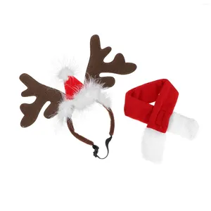 Hondenkleding set huisdier hoed kit Rhinestone hoofdband kerstmis Santa Velvet Winter Dress Up sjaal