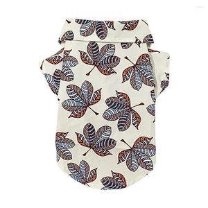 Hondenkleding shirt Hawaii -stijl bevestigingsband bevestiging bladafdruk aankleden Super zachte dunne ademende strand korte mouw huisdierkleding