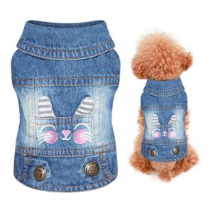 Hondenkledingoverhemden voor kleine honden meisje vest lente kleding mode ademende shirt jas katten coole jean petdog
