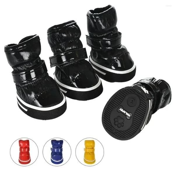 Vêtements de chien chaussures 4 pièces Chihuahua chats petites bottes imperméables en cuir de neige chaussures d'hiver chaud chiot pour chiens anti-dérapant animal de compagnie