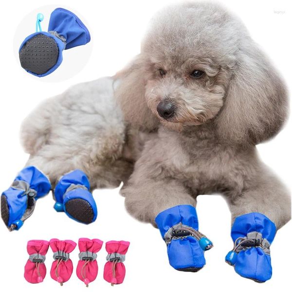 Zapatos de ropa para perros Botas de lluvia antideslizantes impermeables Calcetines suaves al aire libre para perros pequeños Gatos Cachorros Chihuahua Yorkies Accesorios para mascotas 4 piezas