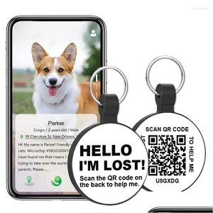 Appareils pour chien Silent SILE QR Code Pet ID Tags - Scan de profil en ligne Recevez l'emplacement instantané Email d'alerte pour la livraison de chute de collier Dhryf