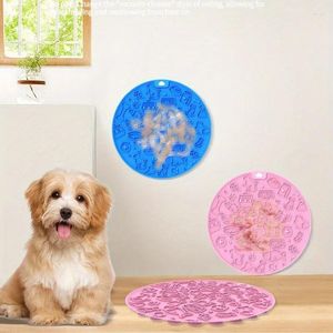 Appareils pour chiens Silicone Round Pet Slow Feeder tapis de léchage avec aspiration Placemat pour les fournitures d'alimentation en soulagement de l'anxiété pour chats