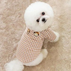 Hondenkleding eenvoudige geruite pet sweater teddy cartoon tractie kleding katoen puppy winter warm dikker dan beren pullover