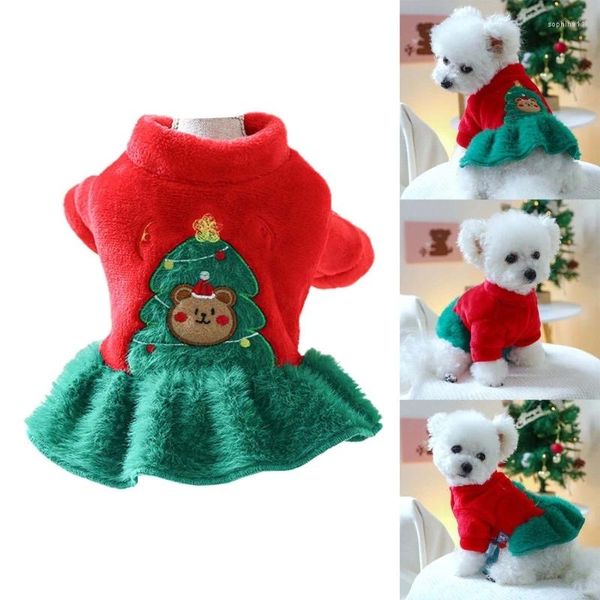 Robe de jupe de vêtements pour chiens pour motif moyen de chiens ours manteau pull pulloter chiot pyjamas thème de Noël