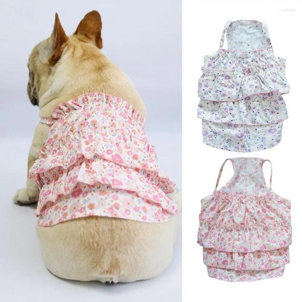 Ropa para perros Falda Capas Dobladillo Cómodo Suave Alta Elasticidad Sling Dress-Up Jersey Verano Ropa de dos patas para exteriores