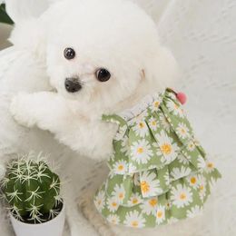 Vêtements pour chiens jupe été marguerites fronde mince Teddy Bichon petite tasse à thé printemps et vêtements pour animaux de compagnie pour chiens