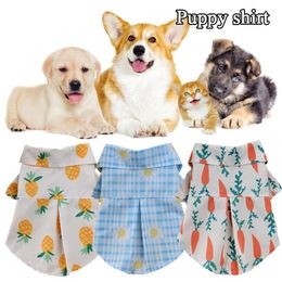 Appareils pour chien Small and Mightason Beach Pineapple Shirt Hawaiian Pet Cat Golden Retriever Spring Summer Season Clothing