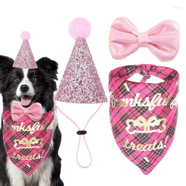 Vêtements pour chiens petit chapeau d'anniversaire à nœud papillon pour animaux de compagnie favorise les costumes de chiens