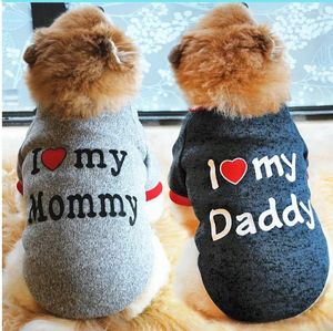 Vêtements pour chiens petits vêtements mignon chiot chat vêtements coton T-shirt Chihuahua carlin gilet printemps automne costume pour animaux de compagnie j'aime papa maman